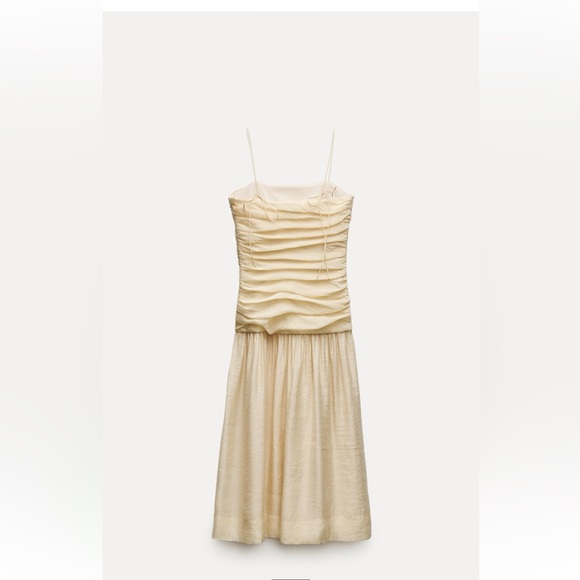 ZARA DRAPED MIDI DRESS ZW COLLECTION - Picture 6 of 10